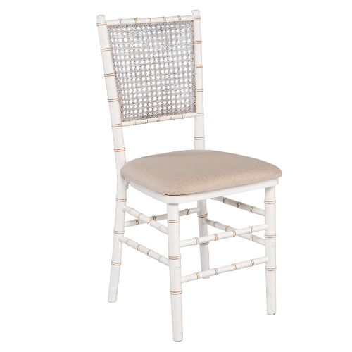 Cadeira Pandoro Off White com Assento Linho Fendi Claro