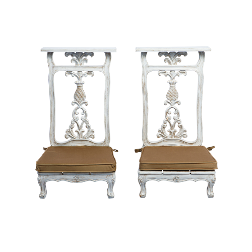 Genuflexório Estilo Barroco Pátina Dourada - Par