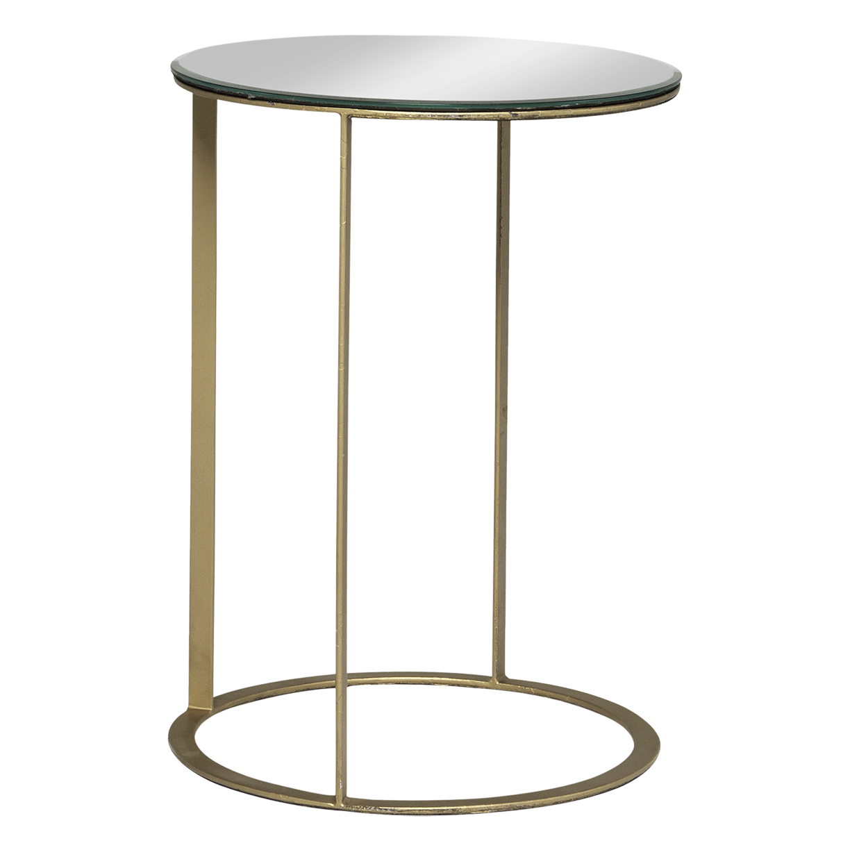 Mesa Ana Eliza Dourada com Tampo de Espelho - 0,35m diâmetro x 0,47h