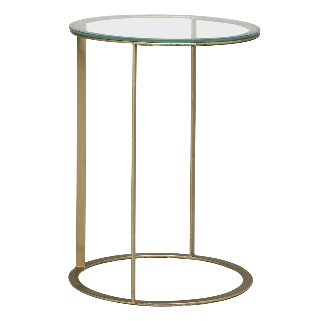 Mesa Ana Eliza Dourada com Tampo de Vidro - 0,35m diâmetro x 0,47h