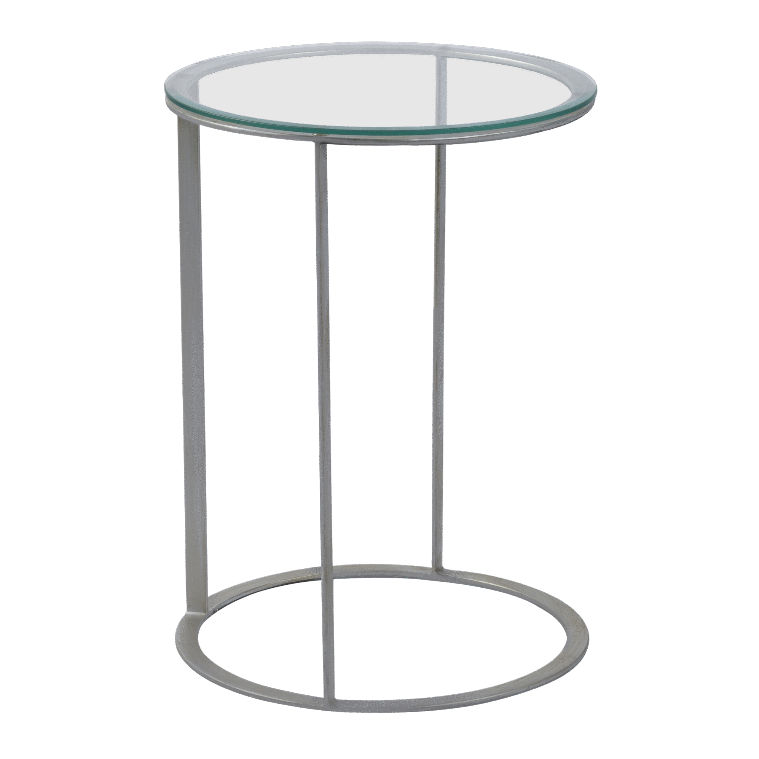 Mesa Ana Eliza Prata com Tampo Vidro - 0,35m diâmetro x 0,47h