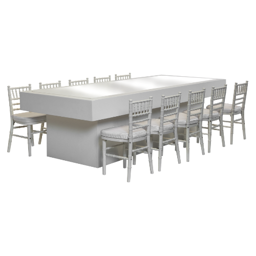 Mesa Balcão Baixa com Cadeira Itália Mini Branca (10 lugares)