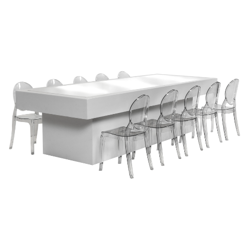 Mesa Balcão Baixa com Cadeira Mini Ghost (10 lugares)