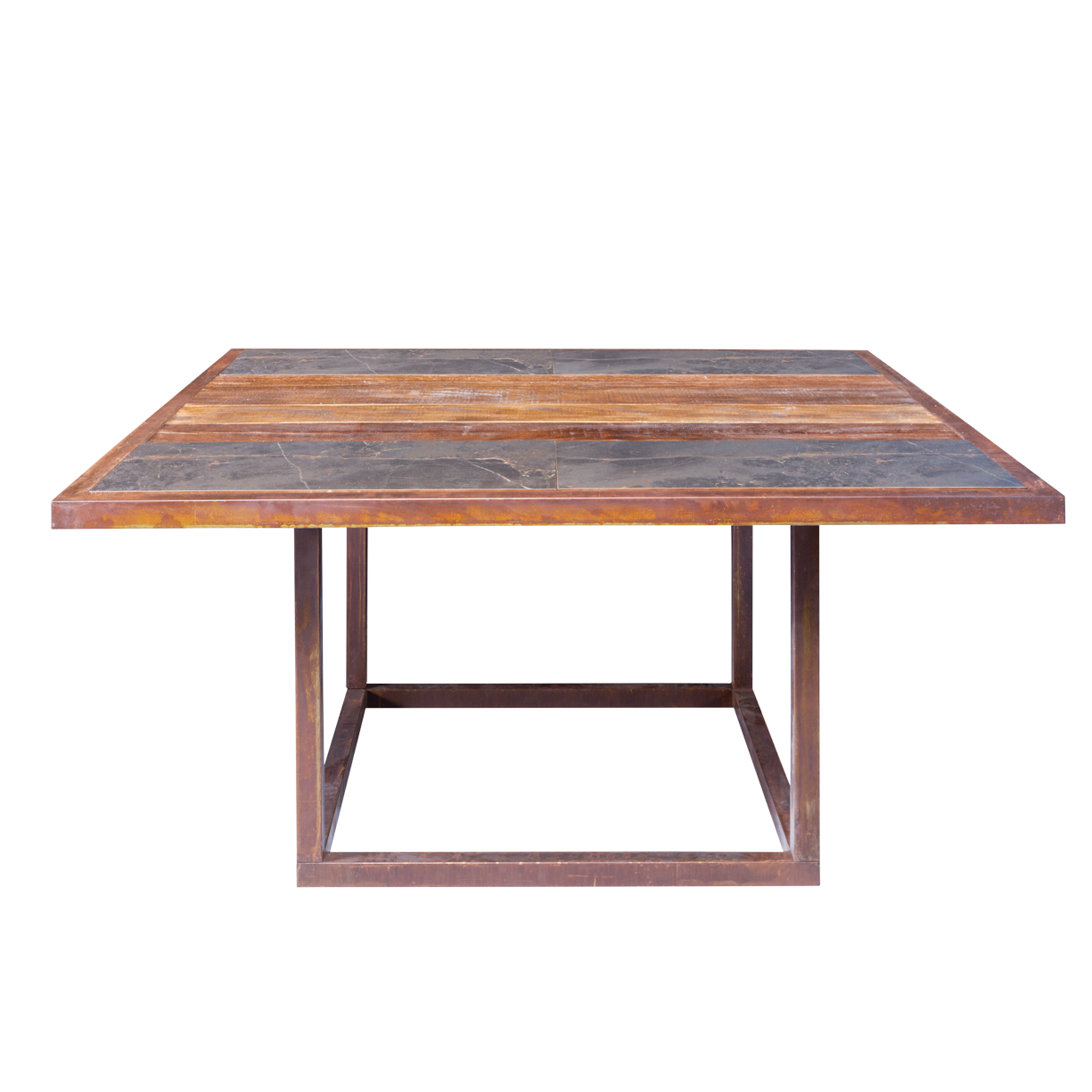 Mesa Catarina - Centro em Madeira Demolição - 1,70 x 1,70 x 0,84h