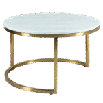 Mesa Dubai Centro Ouro com Tampo Mármore Bege - Grande