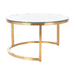 Mesa Dubai Centro  Ouro com Tampo Espelho - Grande