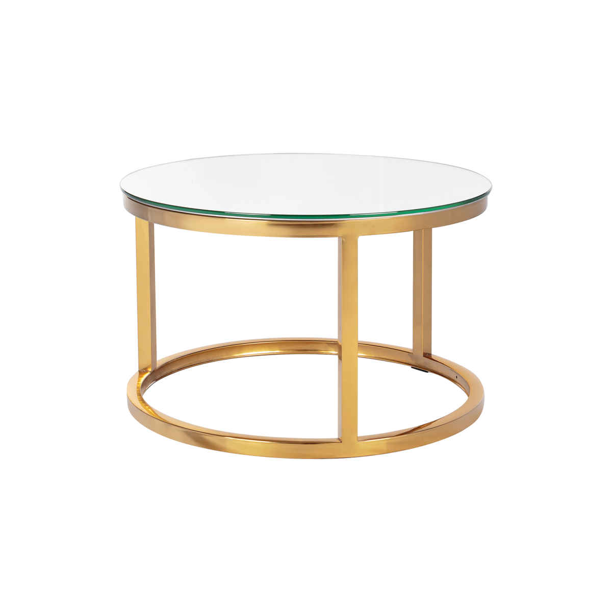 Mesa Centro Dubai Ouro Pequena com Tampo de Espelho - 0,60m diâmetro x 0,36h