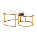 Mesa Dubai Centro Ouro com Tampo Espelho - Conjunto