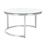 Mesa Dubai Centro Prata com Tampo Espelho -  Grande