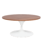 Mesa Saarinen Centro Branca com Tampo Madeira