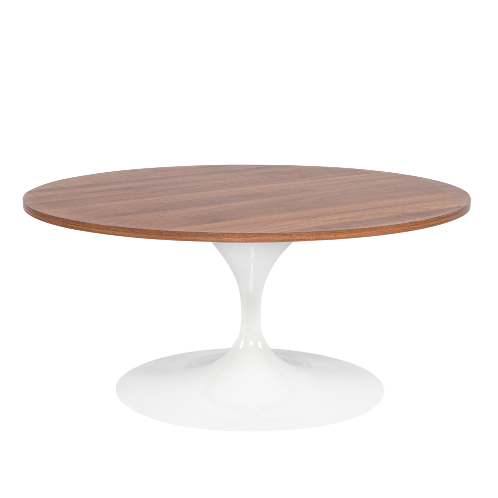 Mesa Centro Saarinen Branca com Tampo em Madeira 1,37 x 0,91 x 0,38h