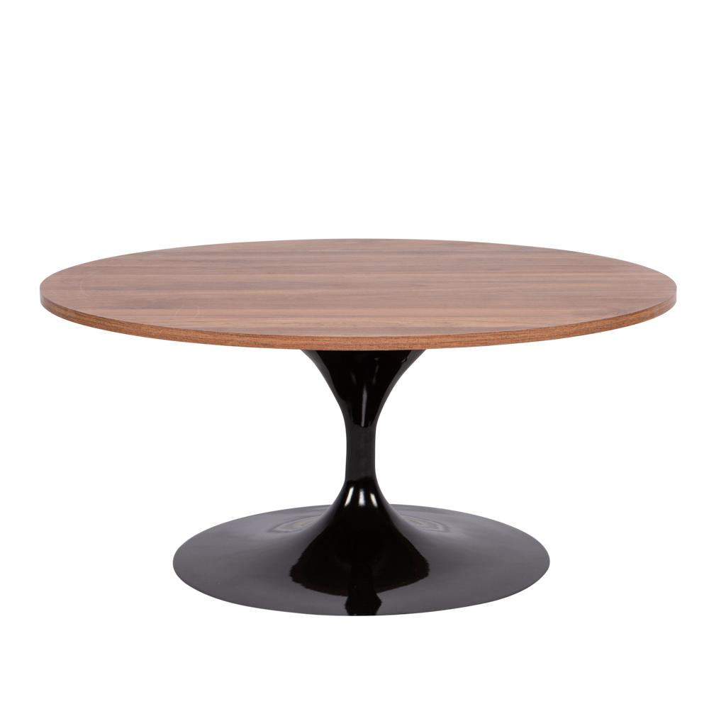 Mesa Centro Saarinen Preta com Tampo em Madeira 1,37 x 0,91 x 0,38h