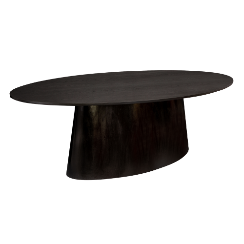 Mesa Design Oval com Tampo em Carvalho Americano Preto - 2,60 x 1,50 x 0,75h (2)