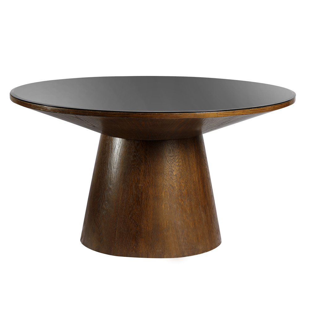 Mesa Design Redonda com Tampo de Vidro - 1,40 x 0,75h