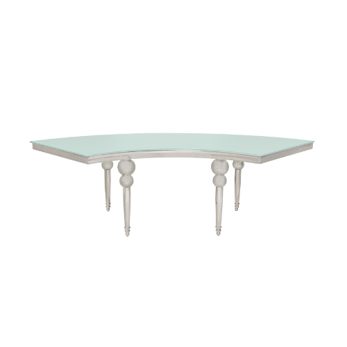 Mesa Dubai 14 Prata com Vidro Branco - 2,56 x 0,91 x 0,70h