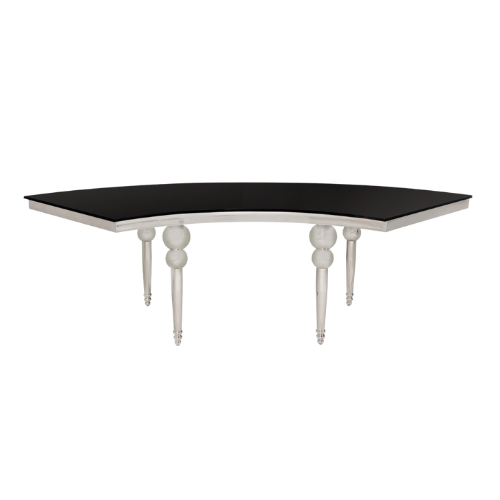 Mesa Dubai 14 Prata com Vidro Preto - 2,56 x 0,91 x 0,70h