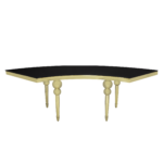 Mesa Dubai 1/4 Dourada com Vidro Preto