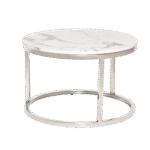 Mesa Dubai Centro Prata com Tampo Mármore Branco - Pequena