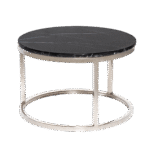 Mesa Dubai Centro Prata com Tampo Mármore Preto -  Pequena