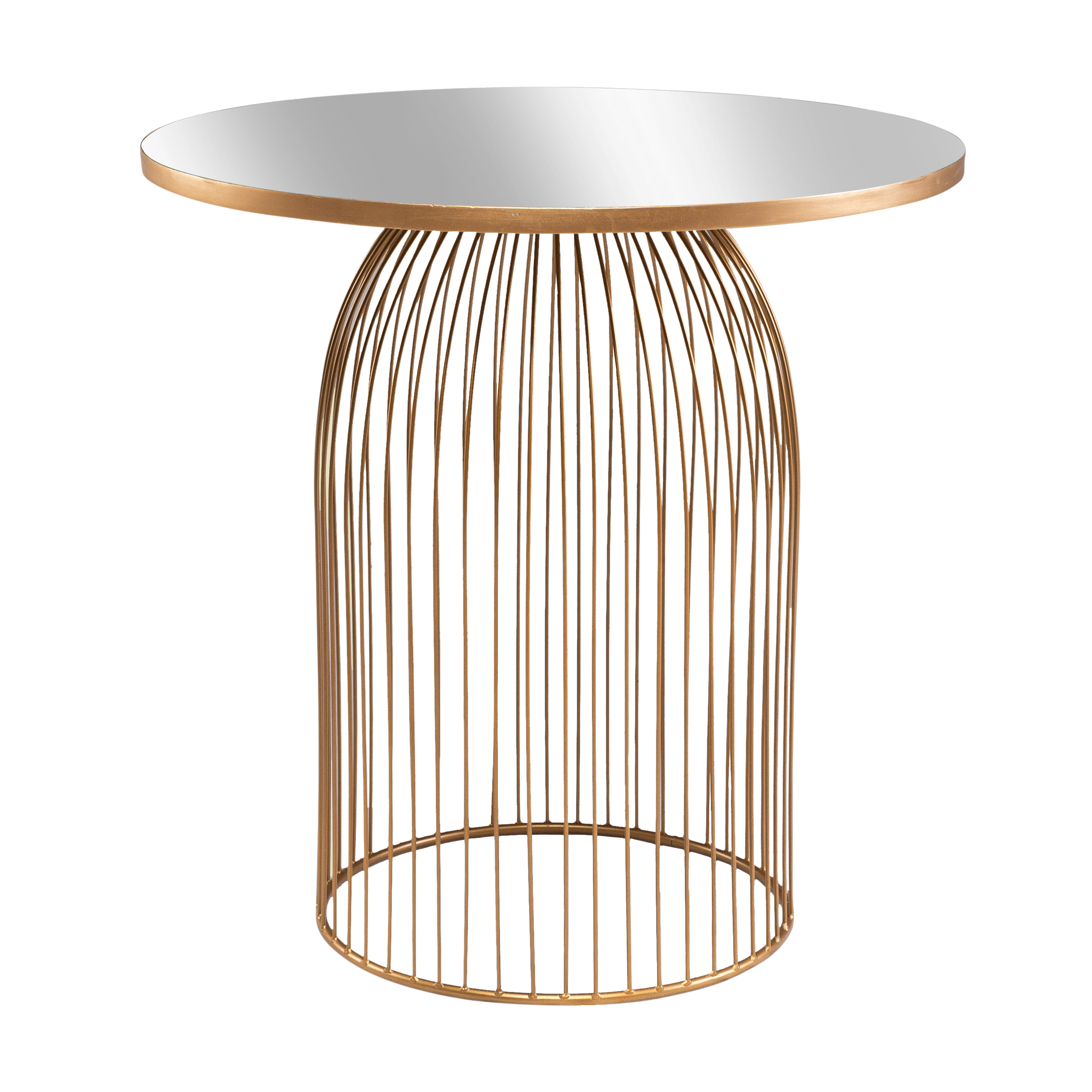 Mesa Gaiola com Tampo de espelho com friso dourado 0,65