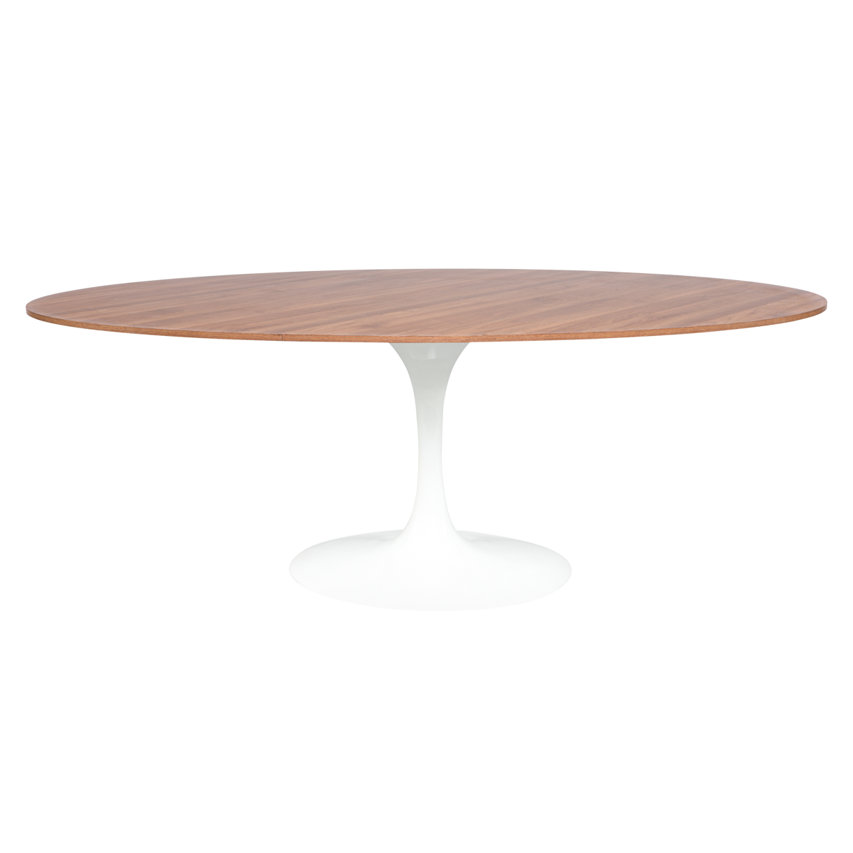 Mesa Jantar Saarinen Branca com Tampo Madeira Oval - 1,98 x 1,22 x 0,75h