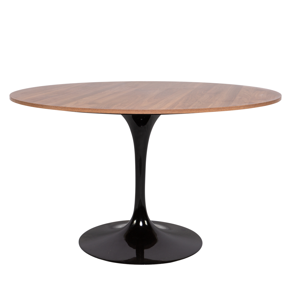 Mesa Jantar Saarinen Preta com Tampo em Madeira 1,20 x 0,75h