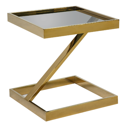 Mesa Lateral Chapelle Dourada Com Vidro Fumê - 0,45 X 0,45 X 0,50h