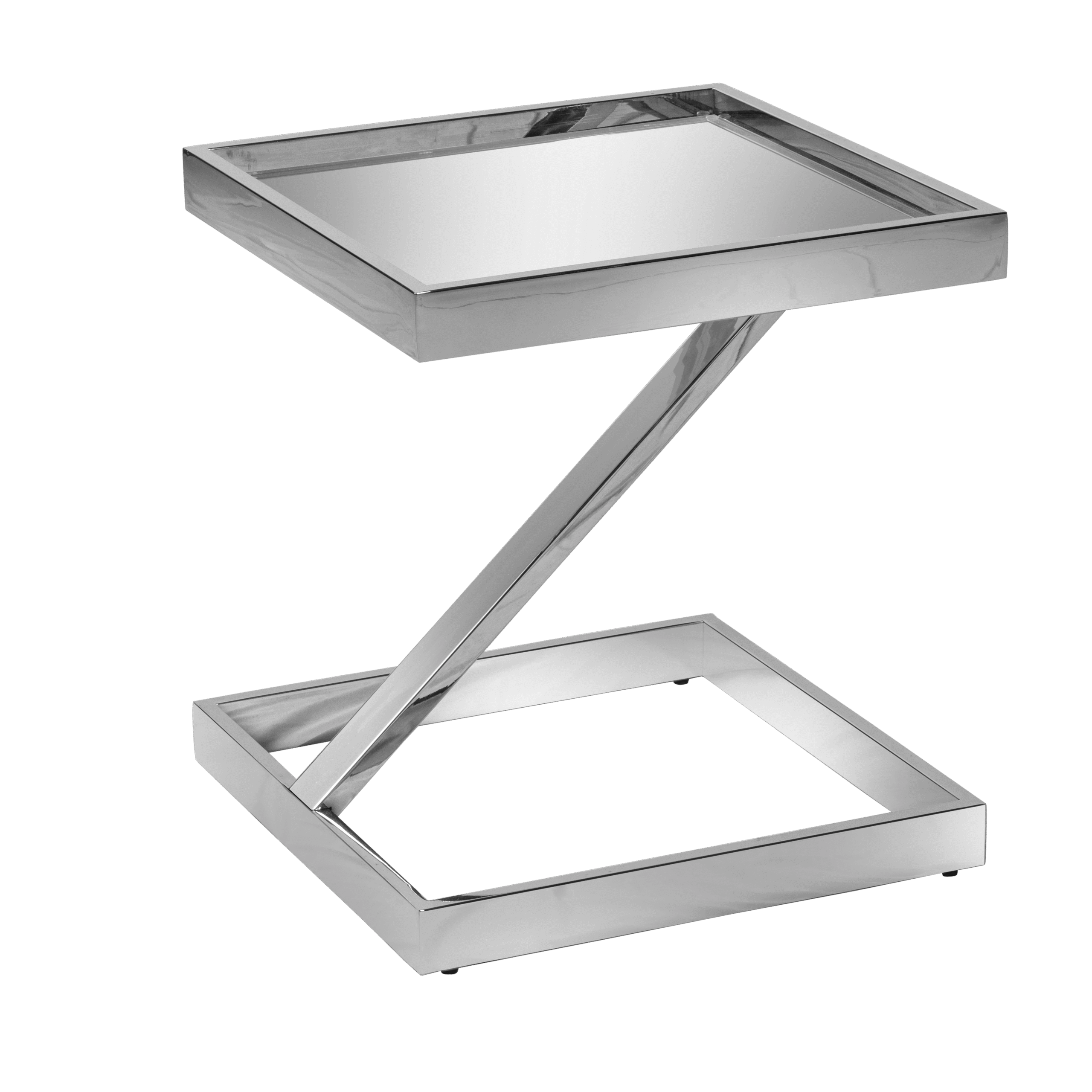 Mesa Lateral Chapelle Prata com Espelho - 0,45 x 0,45 x 0,50h