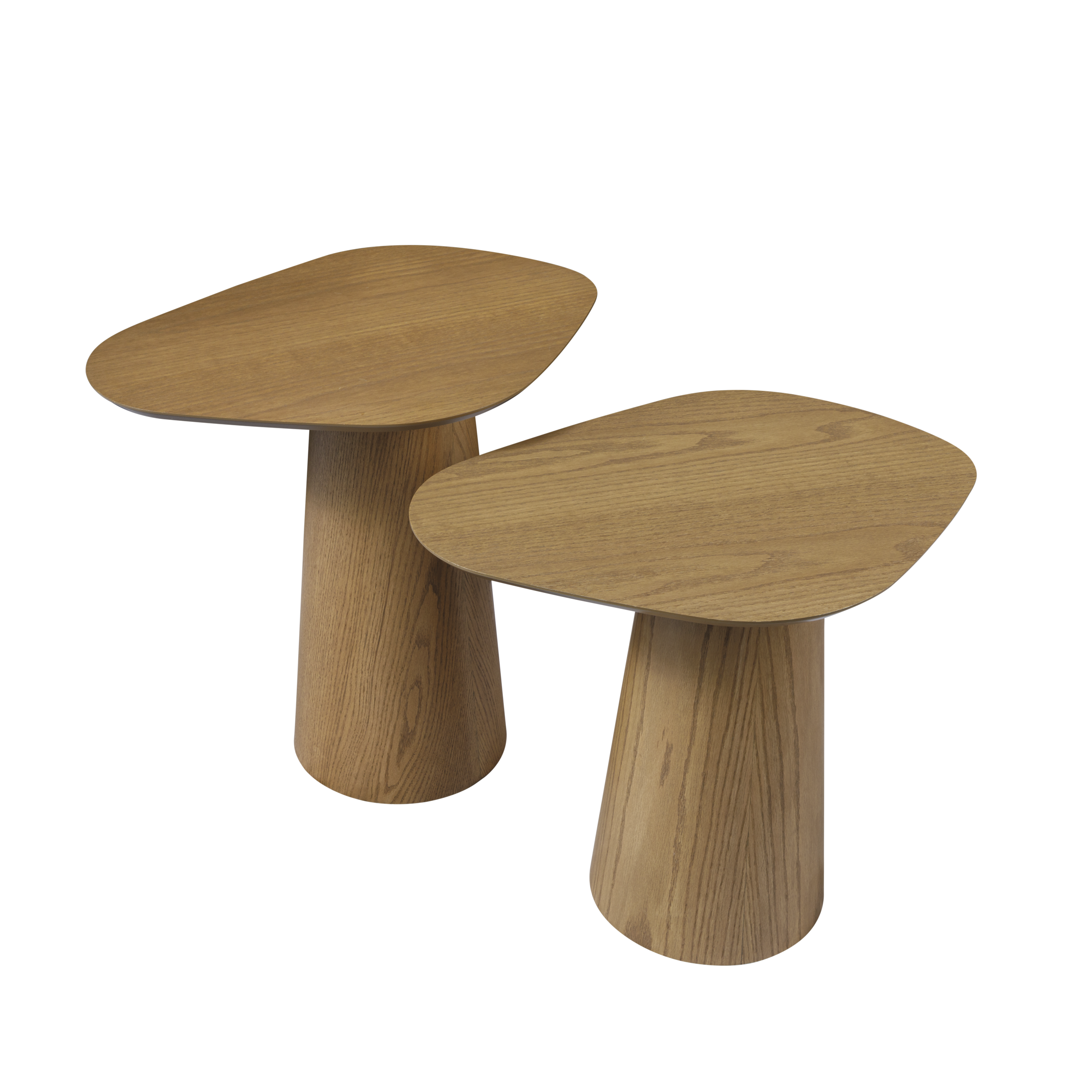 Mesa Lateral Drops Madeira - Conjunto (0,61 x 0,46 x 0,55h e 0,61 x 0,46 x 0,60h)