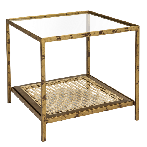 Mesa Lateral Ferro Ouro Velho com Palha Inferior Ouro Velho - 0,45 x 0,45 x 0,45h