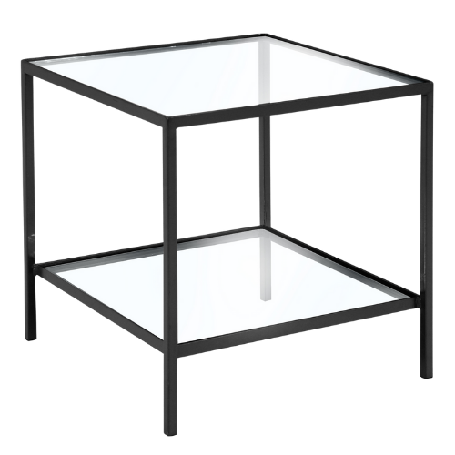 Mesa Lateral Ferro Preto com Vidro - 0,45 x 0,45 x 0,45h