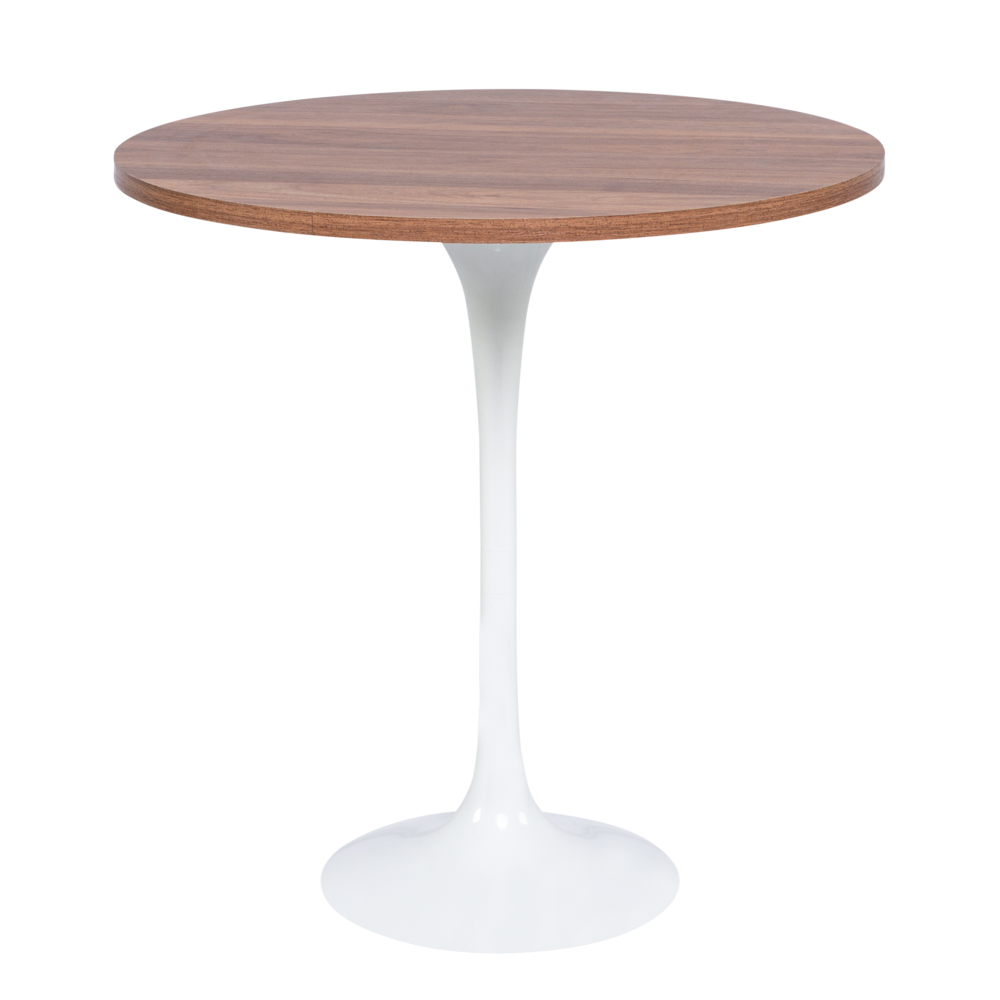 Mesa Lateral Saarinen Branca com Tampo em Madeira 0,51 x 0,53h