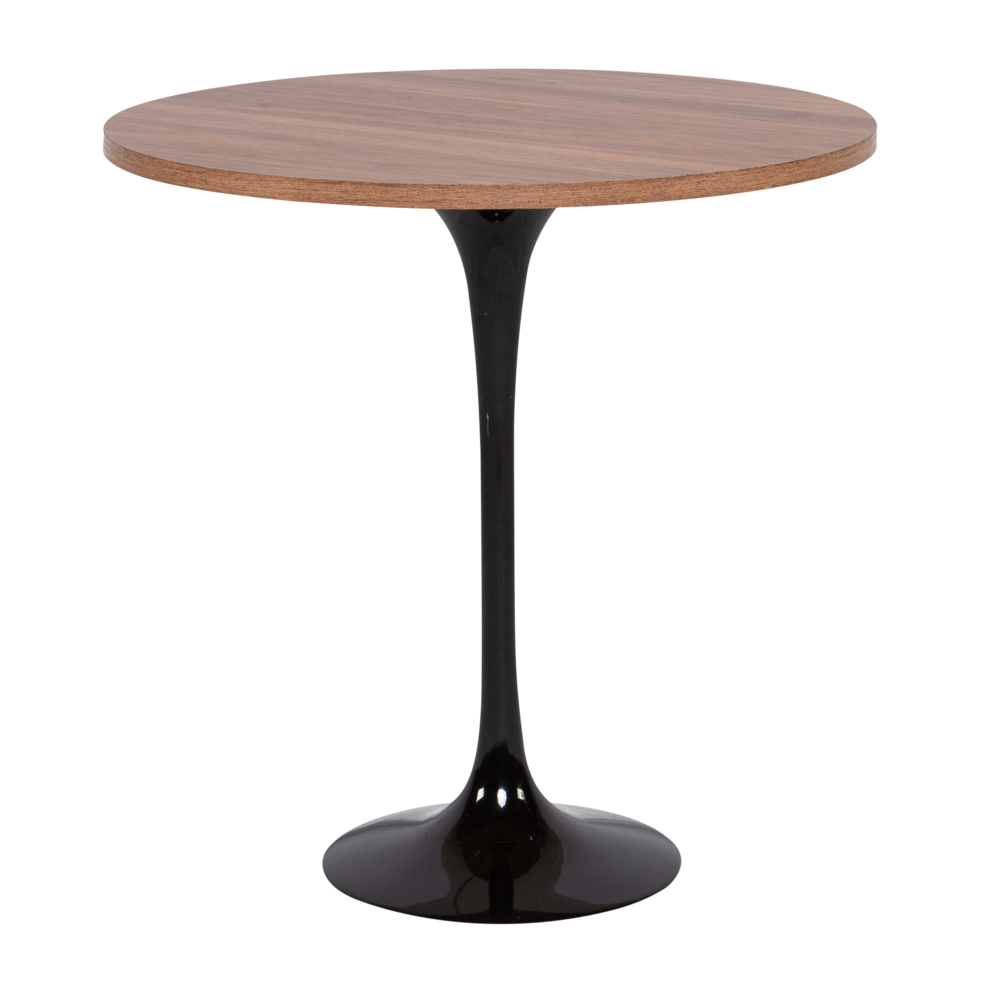 Mesa Lateral Saarinen Preta com Tampo em Madeira 0,51 x 0,53h