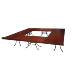 Tampo Madeira Natural com Base Bambu Ferro com Vão Central