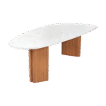 Mesa Orgânica Ônix com Base Madeira