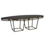 Tampo Oval Imitando Madeira com Moldura Ferro Envelhecido e Base Trapézio