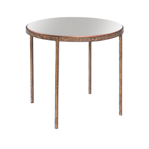 Mesa Redonda Ferro Ouro Velho com Tampo de Espelho Bronze - 0,70m diâmetro x 0,60h