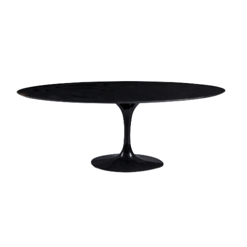 Mesa Saarinen Jantar Oval Preta com Tampo Mármore Preto - 1,98 x 1,22 x 0,75h