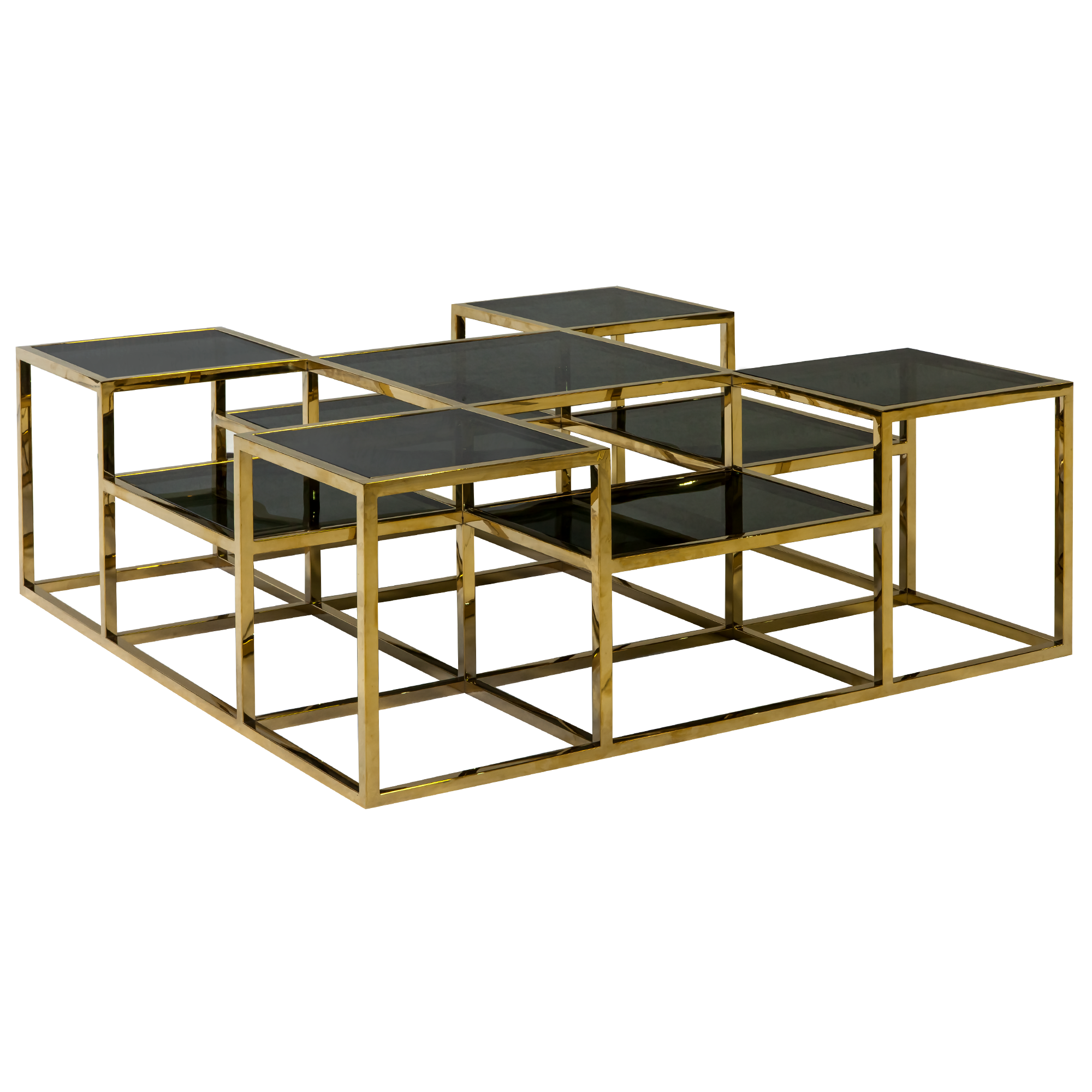 Mesa de Centro Chapelle Inox Dourado - 1,20 x 1,20 x 0,42h