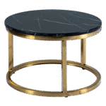 Mesa Dubai Centro Ouro com Tampo Mármore Preto - Pequena