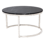 Mesa Dubai Centro Prata com Tampo Mármore Preto - Grande