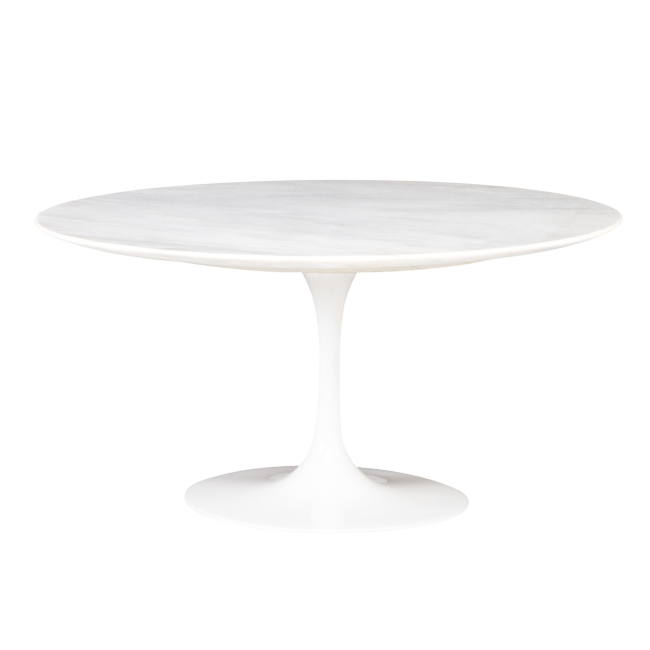 Mesa de Centro Saarinen Marmore Branco - 0,80 de diâmetro x 0,38h