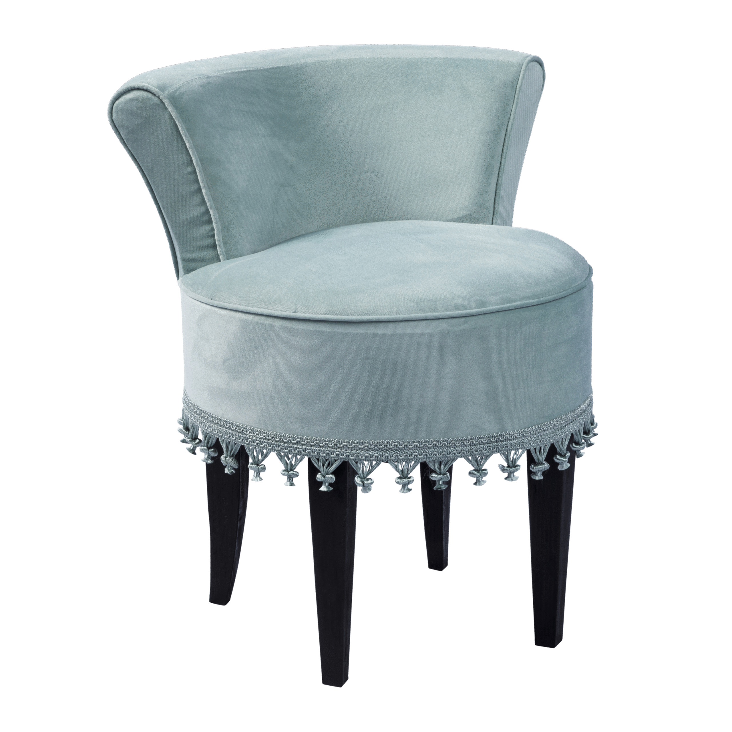 Poltrona Mignon Veludo Inca Verde Menta com Pingentes 0.50l X 0.67a X 0.55p