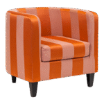 Poltrona Pat Capa Andamascada Listrada Cru e Laranja