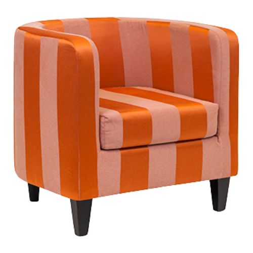 Poltrona Pat Capa Andamascada Listrada Cru e Laranja - 0.70l X 0.67a X 0.70p