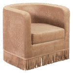 Poltrona Pat Capa Veludo Andorra Bege com Franjas