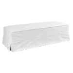 Pufe Retangular Couro Branco Capa Saia Sarja Cru