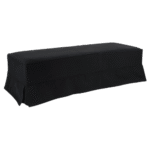 Pufe Retangular Couro Branco Capa Saia Sarja Preta