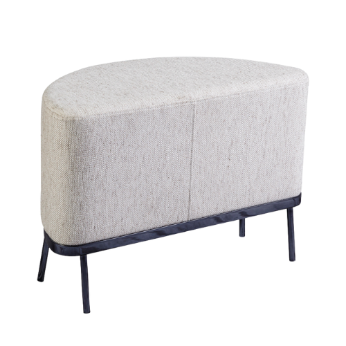 Pufe Seixo Linho Cru (meia lua) - 0,69 x 0,35 x 0,46h