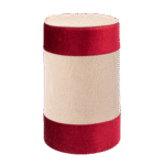 Pufe Tamborete Capa Linho Fendi com Barrado Veludo Especial Bordô